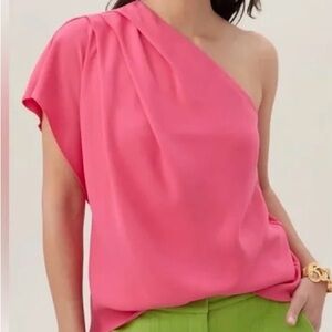 Trina Turk One-Shoulder Hot Pink Blouse